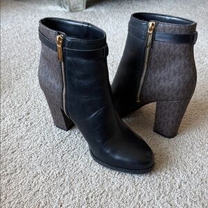 Michael Kors Black and Brown Ankle Booties